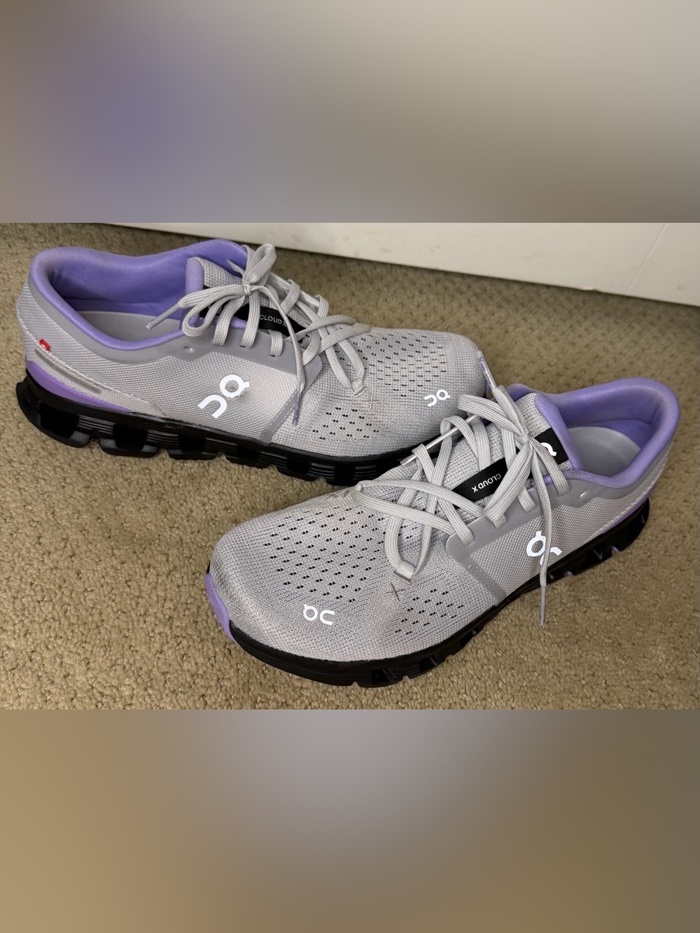 On Running Cloud X 4 — Light Gray & Purple Training Shoe - Picture 4 of 7